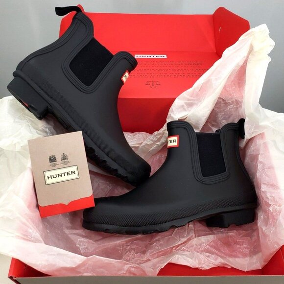 Hunter Shoes - HUNTER Rain Boots Woman's 9 Original Chelsea Black Classic Waterproof Rainboots